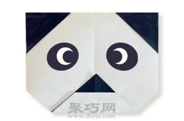 Black and white chubby panda face origami illustration tutorial