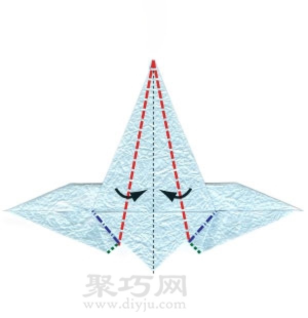 Illustration of steps to make origami flying paper cranes