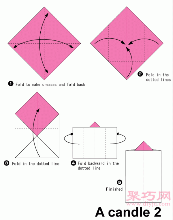 Handmade origami candle tutorial Illustration of how to fold a candle