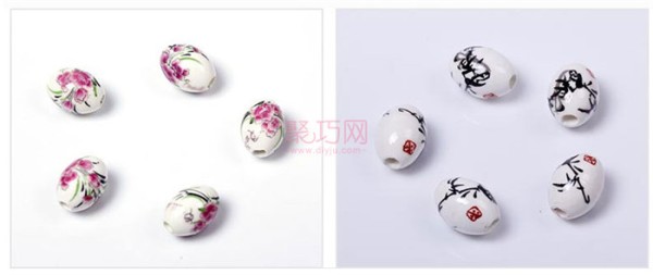 Chinese Knot DIY Materials: Olive Appliqué Oval Ceramic Beads