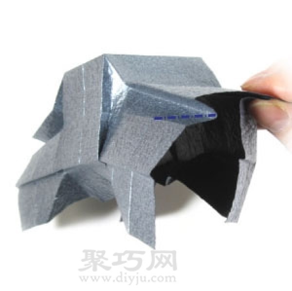 Illustration of steps to make origami 3D car