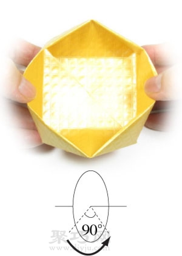 Illustration of how to fold a handmade origami crown hat