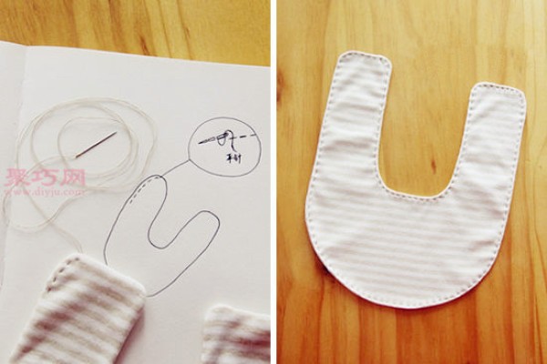 How to make baby bibs. Illustration of how to make saliva wipes for newborn babies.