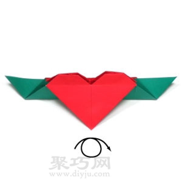 Illustration of steps to make origami heart-shaped boat