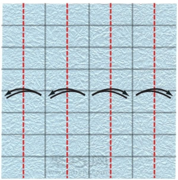 Illustration of the steps for origami making a three-dimensional round cup