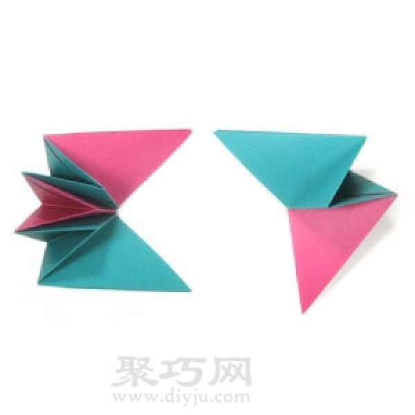 Illustration of handmade origami three-dimensional star folding method