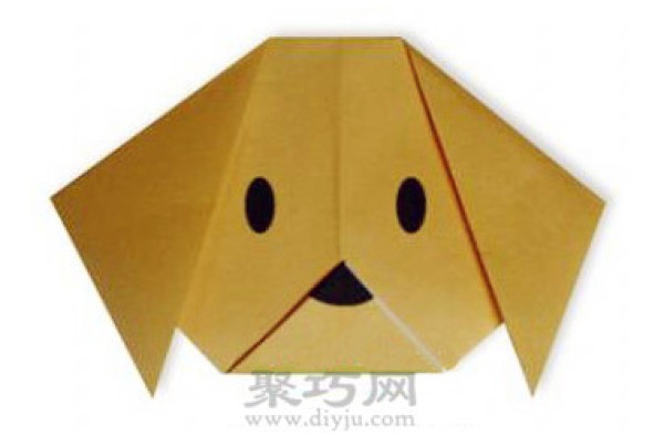 Illustrated origami tutorial for cute puppy head