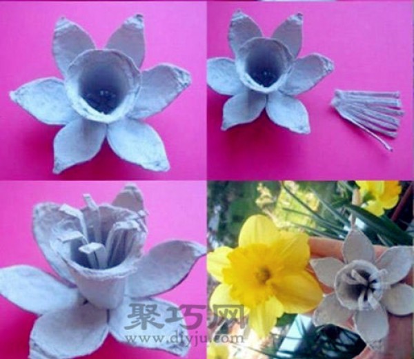 Egg tray handmade daffodils Egg carton diy Chinese daffodils