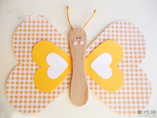 Ice cream stick diy handmade butterfly tutorial illustration