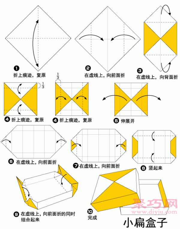 Illustrated tutorial on how to fold a small flat box. Teach you how to fold a small flat box.