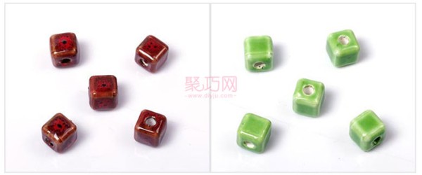 Chinese knot DIY material 8MM square solid color ceramic beads