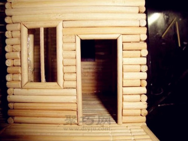 Illustrated tutorial for hand-making a small house using disposable chopsticks diy wooden house