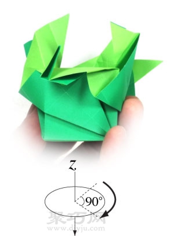 Hollow Cube Origami: Illustration of the folding method of forming a paper cube