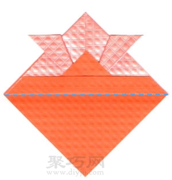 Illustration of steps for folding origami goldfish