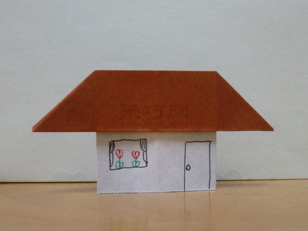 Illustrated tutorial on handmade origami houses. Teach you how to fold a three-dimensional house.