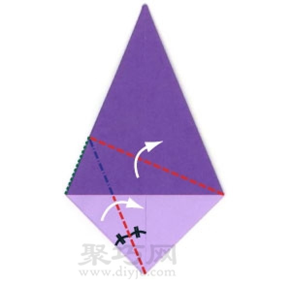 Basic origami folding method: leaf-shaped folding