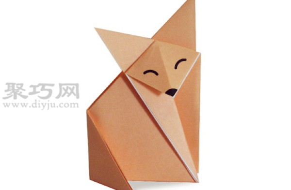 Origami fox tutorial, illustration of how to fold a fox