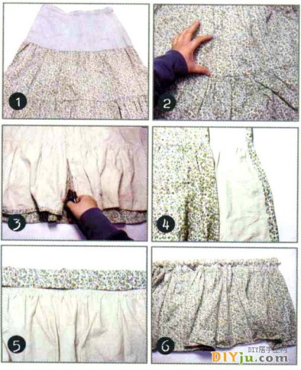 Transformation of floral dress into DIY country-style curtains