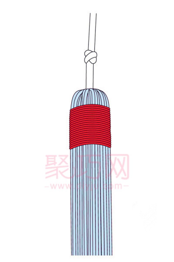 How to make Chinese tassels. Illustration of braiding concentric tassels.