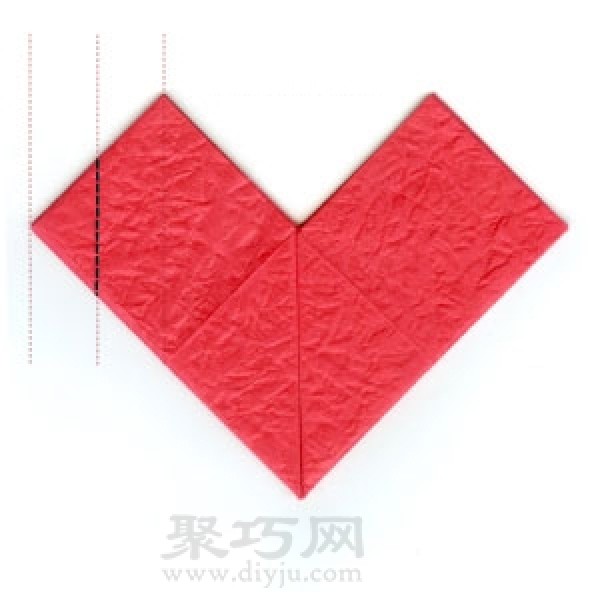 Origami red heart tutorial illustration