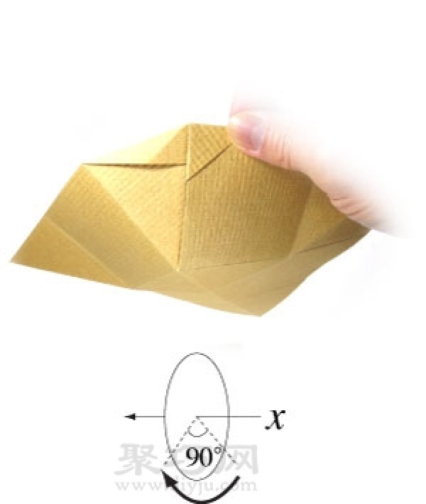 Simple origami bowl step-by-step illustration