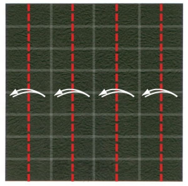 Basic origami folding method: 16x16 square