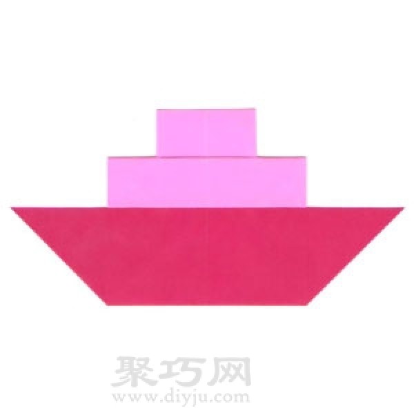 Origami steamship with chimney step by step illustration