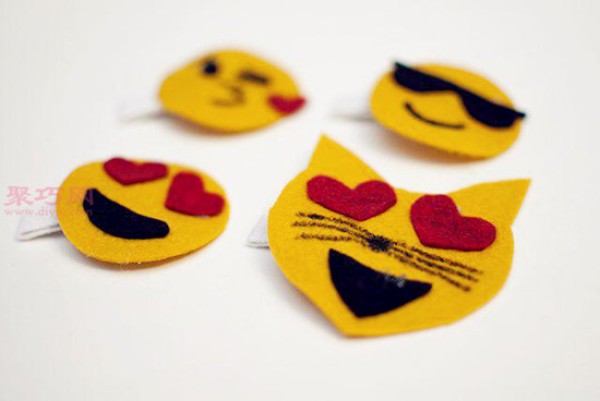 Illustrated DIY tutorial on handmade hair accessories. Tutorial on making smiley face hairpins.