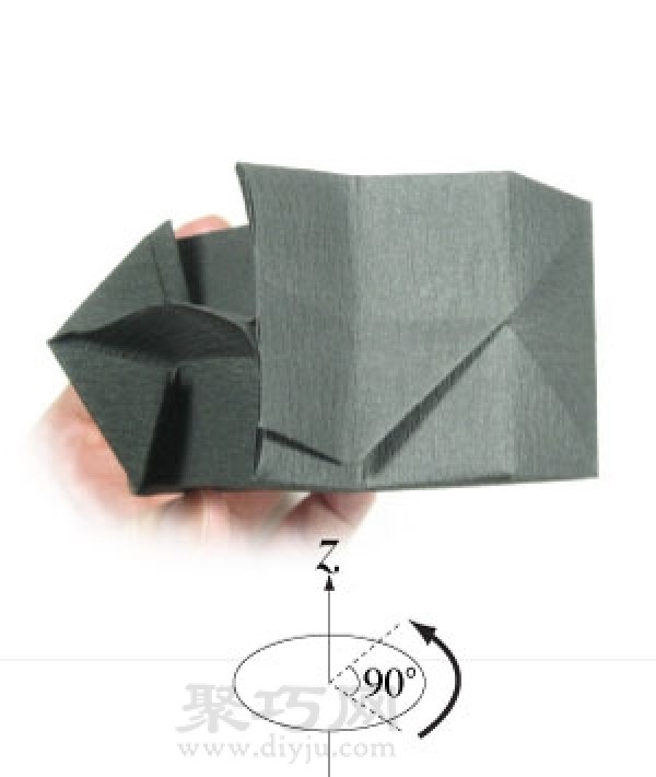 Illustration of steps for making origami digital camera