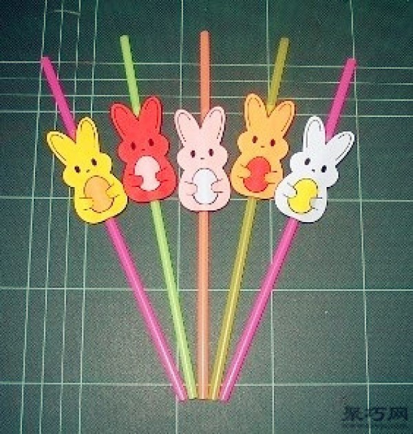 diy creative straw cute little rabbit kindergarten handmade diy straw