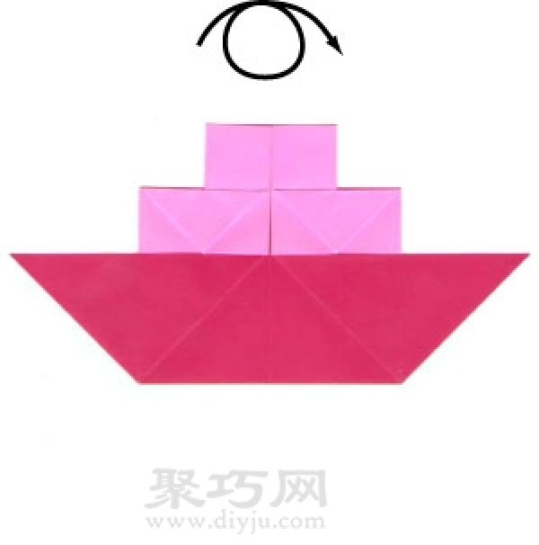 Origami steamship with chimney step by step illustration