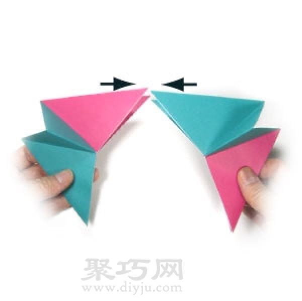 Illustration of handmade origami three-dimensional star folding method