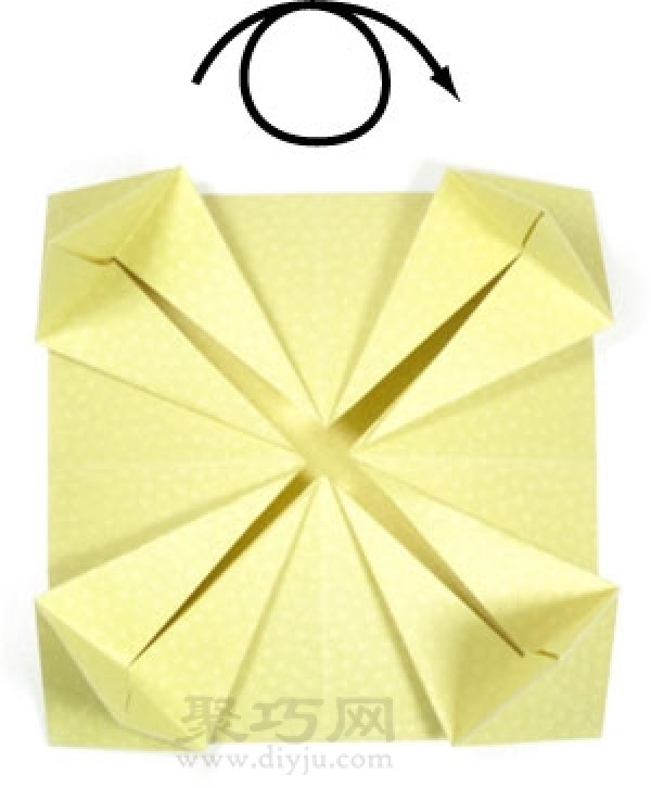 Illustration of folding method of handmade origami square table