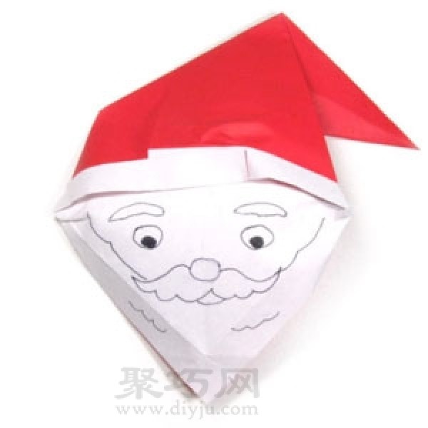 Illustration of steps to make origami Santas face