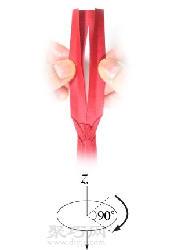 Illustration of steps for making handmade origami ties