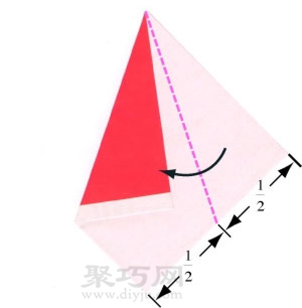 Illustration of steps to make origami Santas face