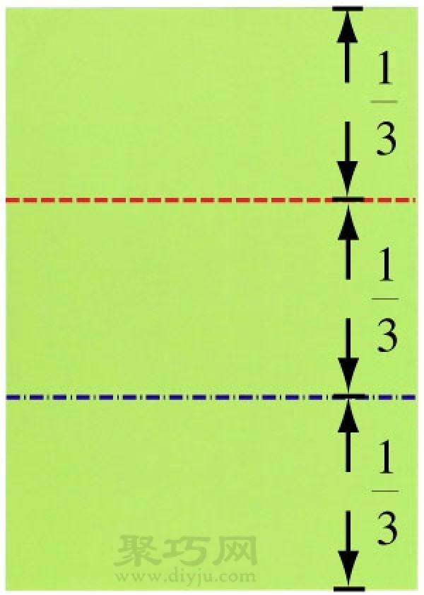 Illustration of the steps for folding a rectangular origami envelope