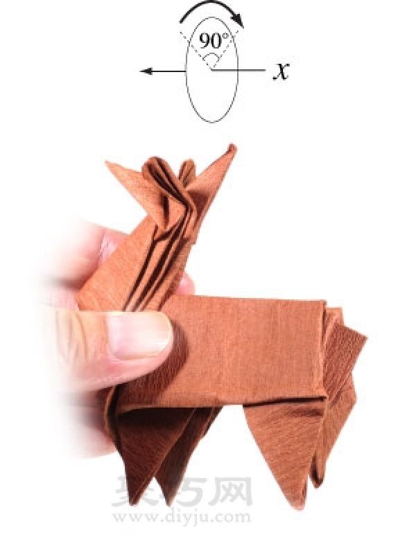 How to make origami three-dimensional reindeer