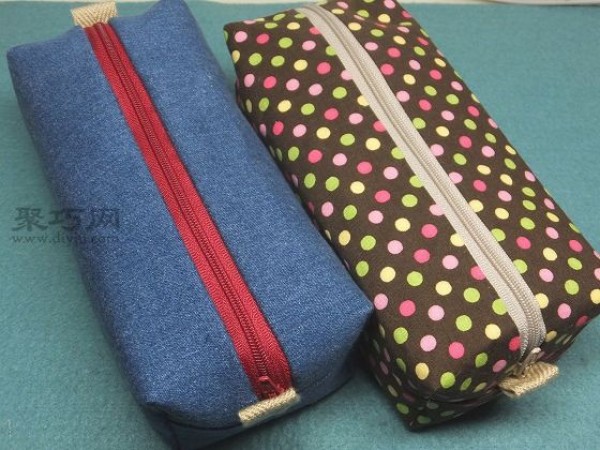 DIY rectangular portable denim bag detailed tutorial teaches you how to make a cosmetic bag by hand