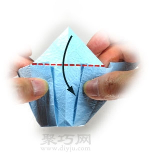 Illustration of the steps for origami making a three-dimensional round cup