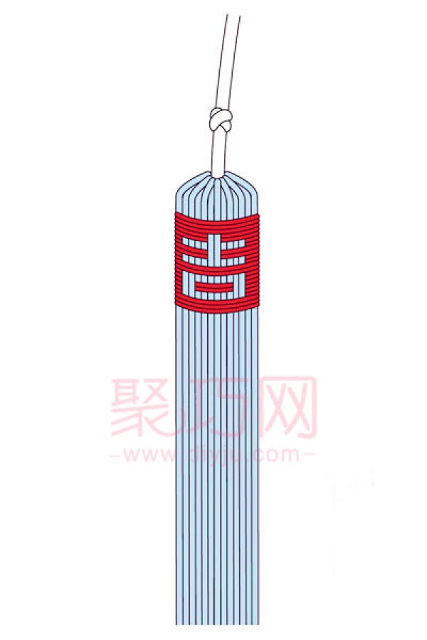 How to make Chinese knotted tassels. Illustration of braiding tassels.