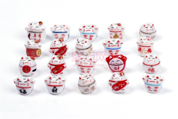 Chinese Knot DIY Ceramic Accessories: Alphabet Cartoon Lucky Cat Beads