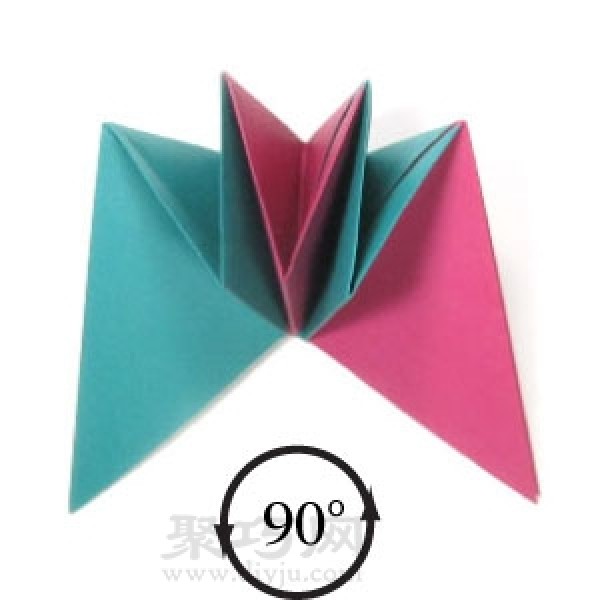 Illustration of handmade origami three-dimensional star folding method