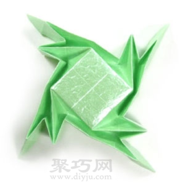 Origami simple three-dimensional frog folding method illustration