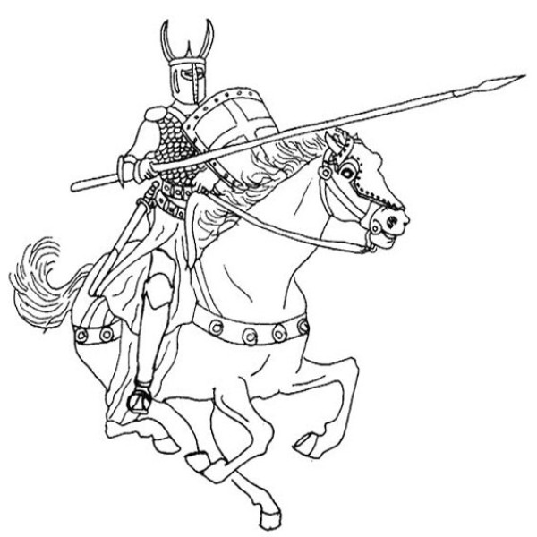 Horse riding warrior simple drawing