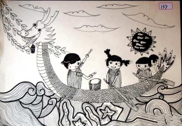 Dragon Boat Festival line drawing work: Our Dragon Boat Race