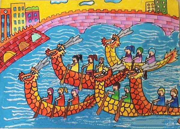 A complete collection of watercolor pictures of our dragon boat race