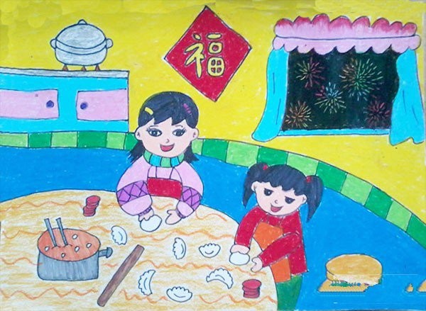 A complete collection of childrens paintings for the 2017 Spring Festival