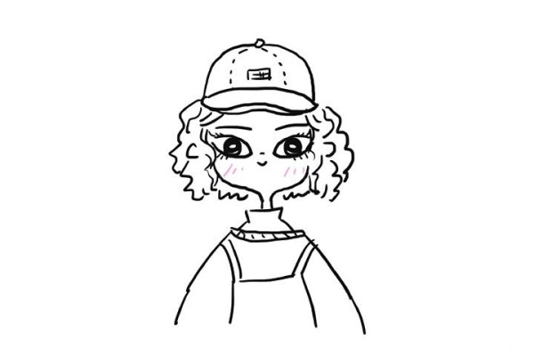 Curly hair little beauty simple drawing picture