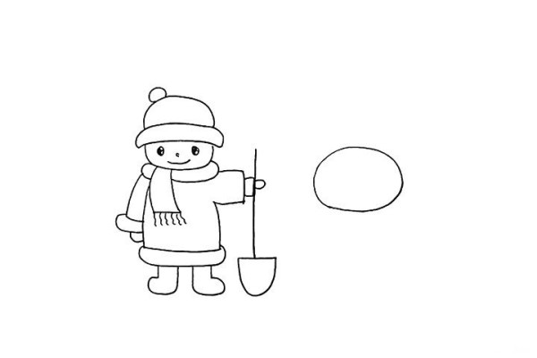 How to draw a little boy pushing a snowman